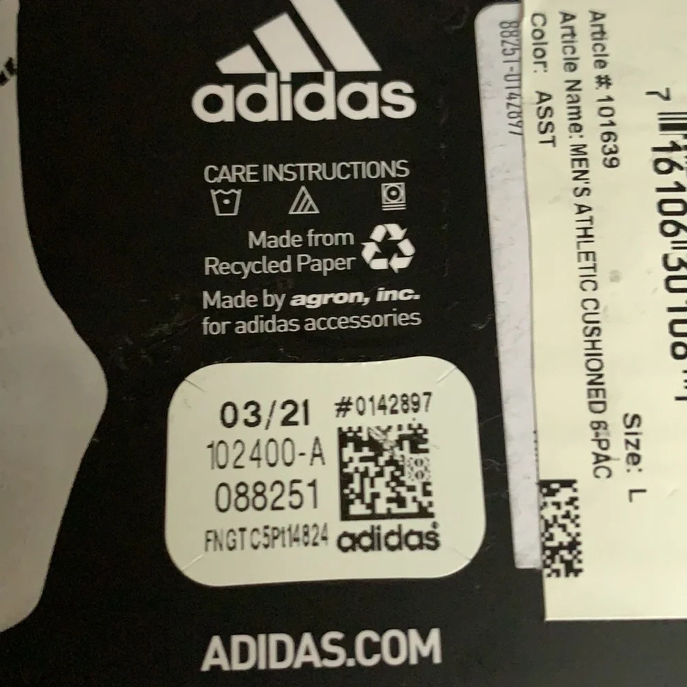 6 pairs socks set Adidas Men’s Cushioned Crew - Picture 14 of 16